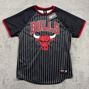 Chicago Bulls Jersey Mens Small Black Striped Short Sleeve NBA Basketball UNK 66